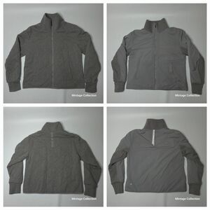 Lululemon Forever Warm Jacket Heathered Gray Quilted Reversible Full Zip Sz 12